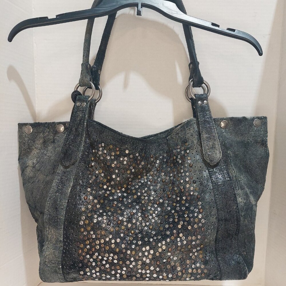 FRYE Deborah Distressed Studded Bag Purse Satchel